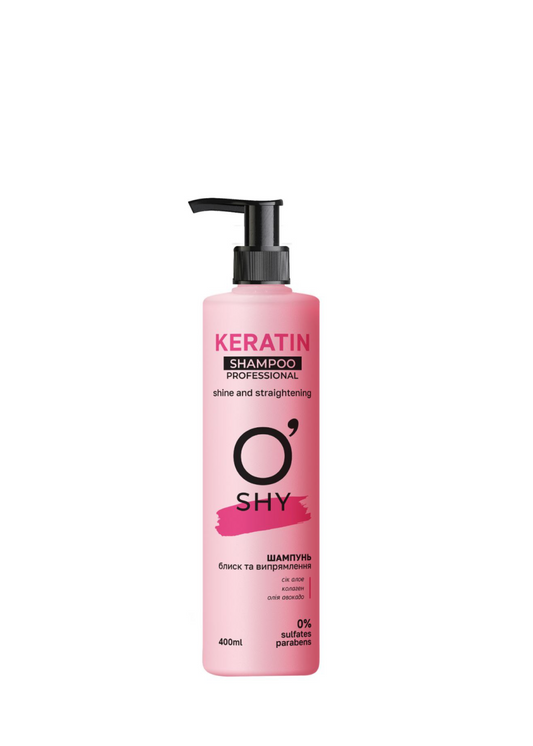 Шампунь "Keratin. Блиск та випрямлення" ТМ "O'shy" (Professional) 400мл (4820263233887)